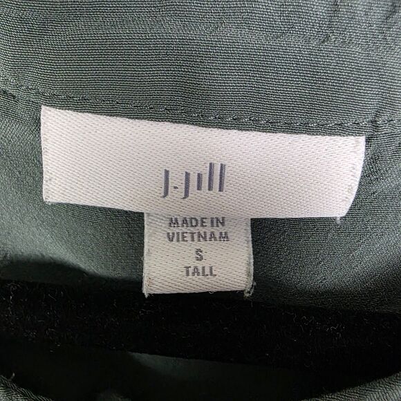 J. JILL Short Sleeve Button Up Green Lightweight Blouse Size Small Tall Neutral - Picture 3 of 6